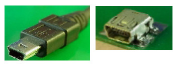 Mini B型USB插头(plug)和Mini B型USB插座(receptacle) Mini B型USB插头(plug)和Mini B型USB插座(receptacle)